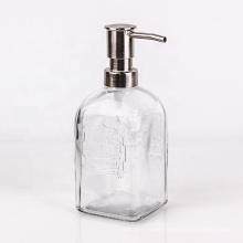 500ml  square Hand Wash Sanitizer glass bottle Dispenser  with Stainless steel pump